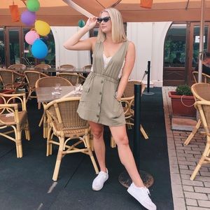 Army green Zara overall dress